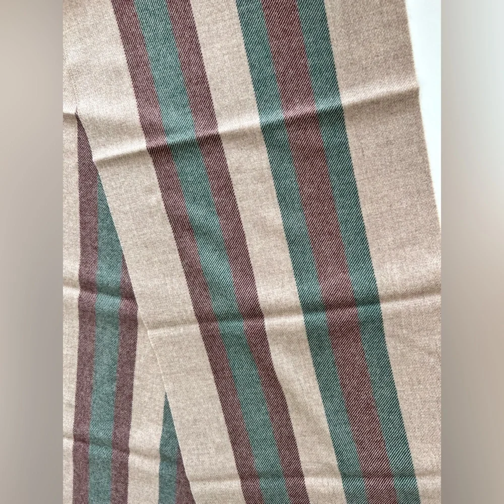 New With Tags Gucci 100% Wool Green Red Brown 387574 Shawl Stall Striped Scarf